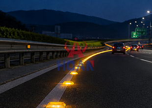 Reflective Road Studs on the Highway Road